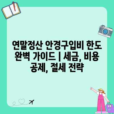 연말정산 안경구입비 한도 완벽 가이드 | 세금, 비용 공제, 절세 전략