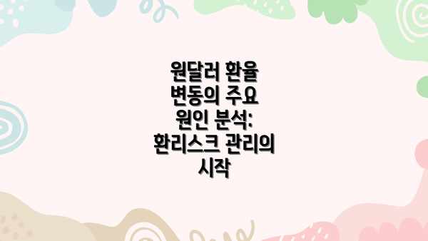 원달러 환율 변동의 주요 원인 분석: 환리스크 관리의 시작
