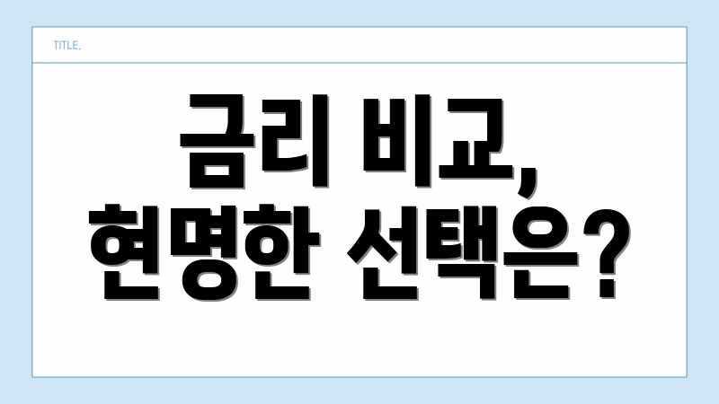 금리 비교, 현명한 선택은?