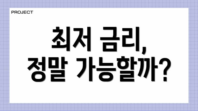 최저 금리, 정말 가능할까?