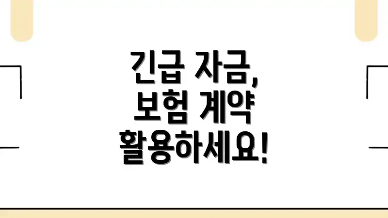 긴급 자금, 보험 계약 활용하세요!